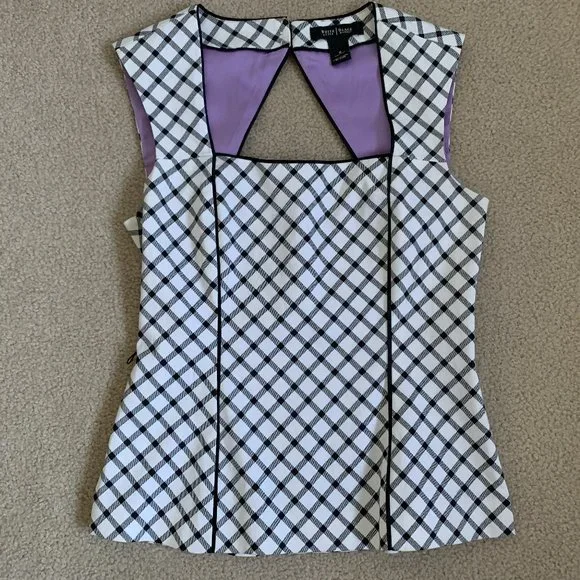 White House Black Market Plaid Top - Picture 3 of 11